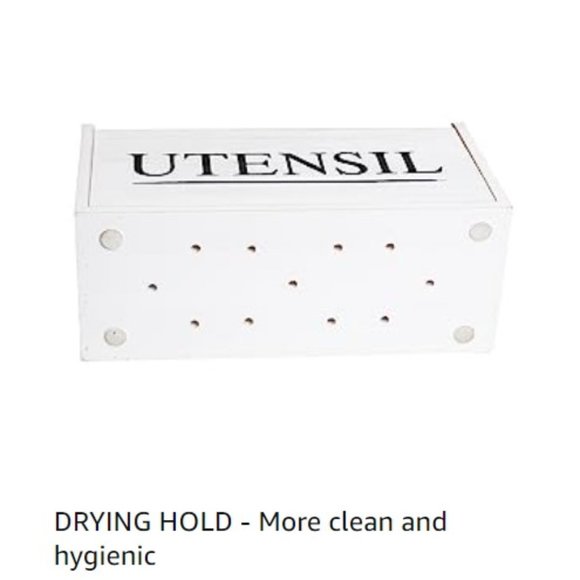 XL Farmhouse White Wooden Kitchen Utensil Holder - Cooking Utensil Organizer - Picture 11 of 16